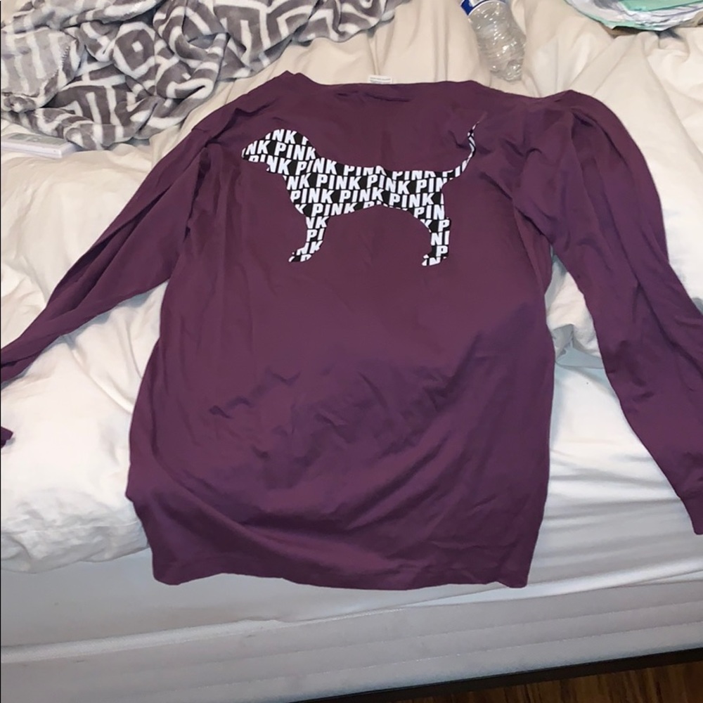 purple long sleeve v neck shirt from pink
